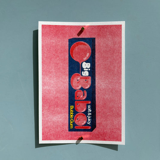 RISO Druck italienischer Kaugummi 'Big Babol'