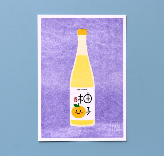 RISO Druck japanischer Yuzu-Wein